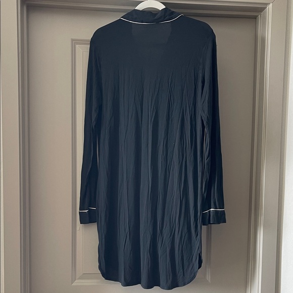 Victoria's Secret Black Modal Button-Front Sleep Shirt with Pink Trim - Picture 3 of 5